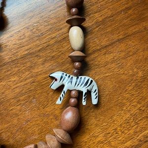 Wooden Zebra Necklace